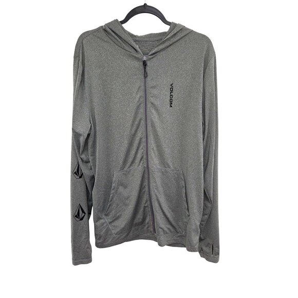 Volcom Mens Large Gray Hooded Zip-Up Jacket With Pockets 4130 - Picture 1 of 12